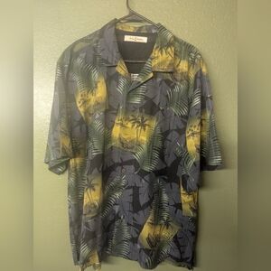 Tommy Bahama 100% Silk Tropical Print Shirt - Green and Yellow
